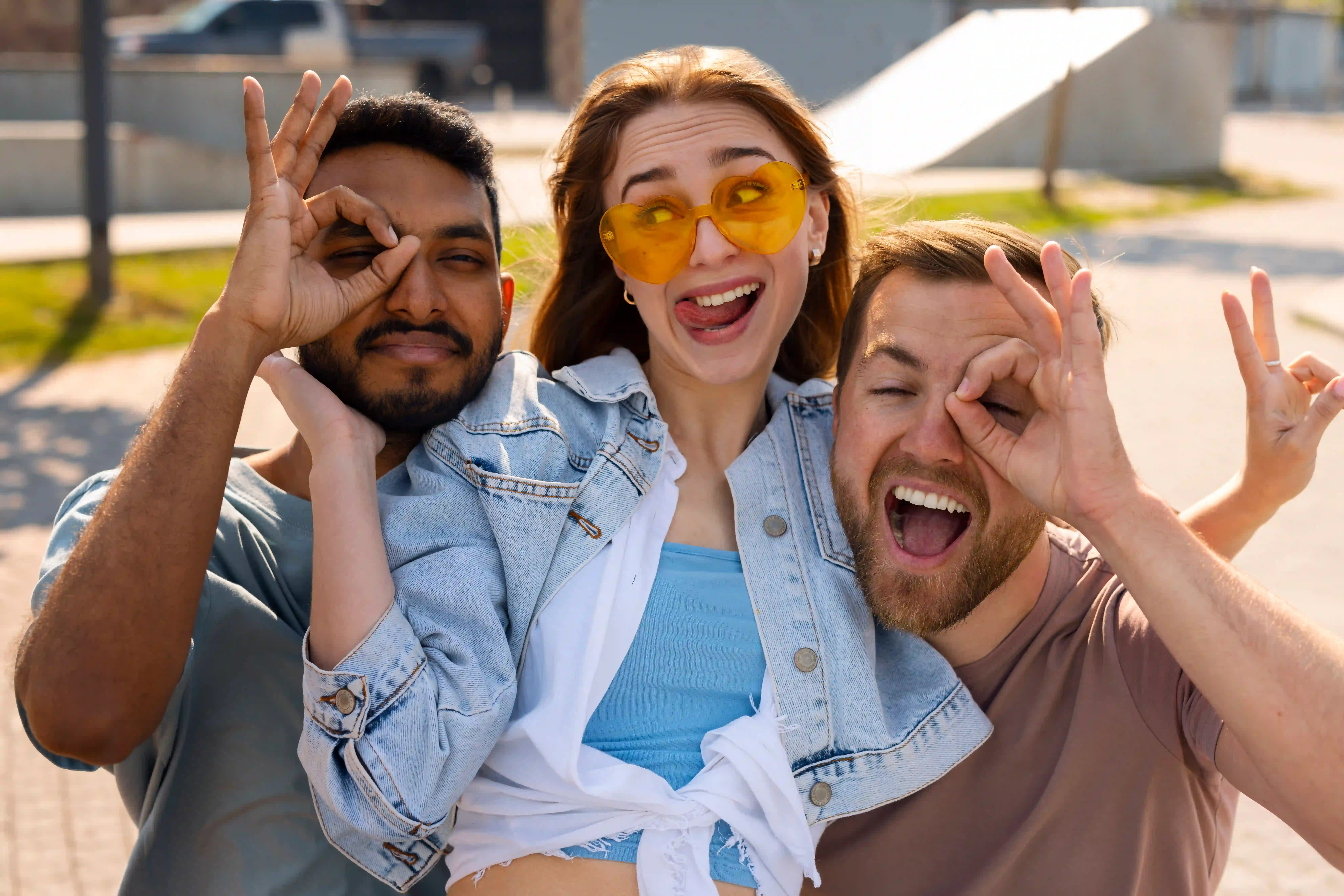 Group of diverse friends laughing together